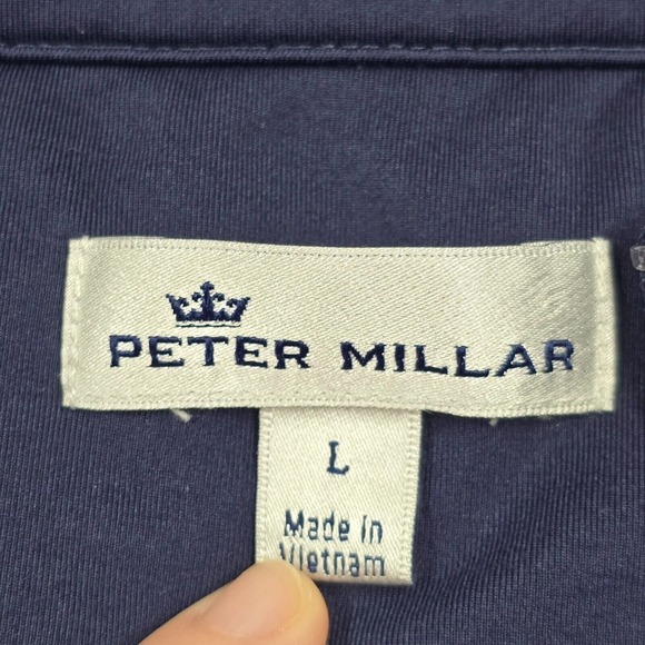 Peter Millar Mens Crown Sport 1/4 Zip Performance Top Blue White Size Large - Picture 5 of 12